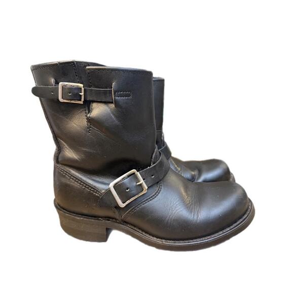 Frye Engineer 8R Biker Boot Black Leather Women size 8 - Picture 1 of 11